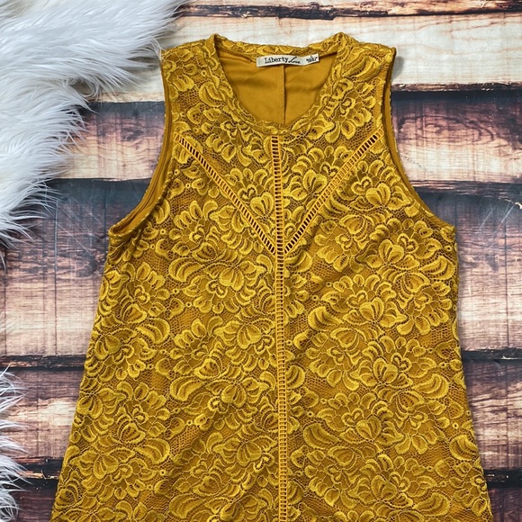 RELISTED Lace Dress Yellow Gold Style Tank Dress - Picture 2 of 9